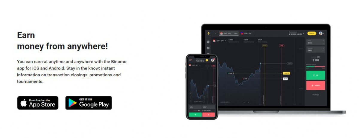 mobile trading at binomo from android and ios
